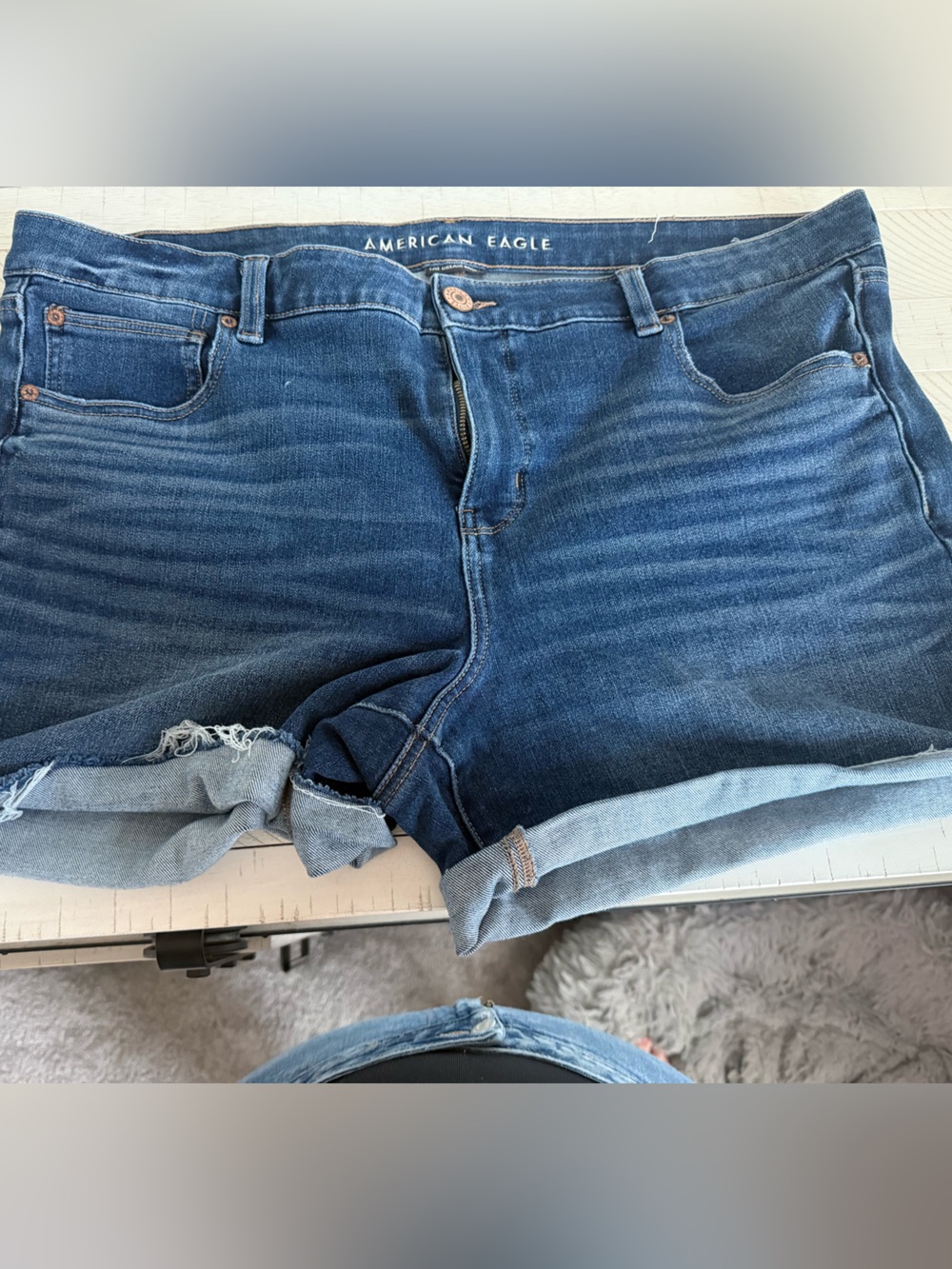 American Eagle Outfitters Blue Rolled-Hem Denim Shorts